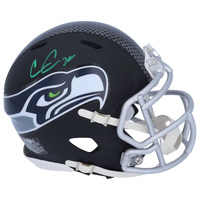 CHRIS CARSON Autographed Seattle Seahawks Black Matte Mini Speed Helmet FANATICS
