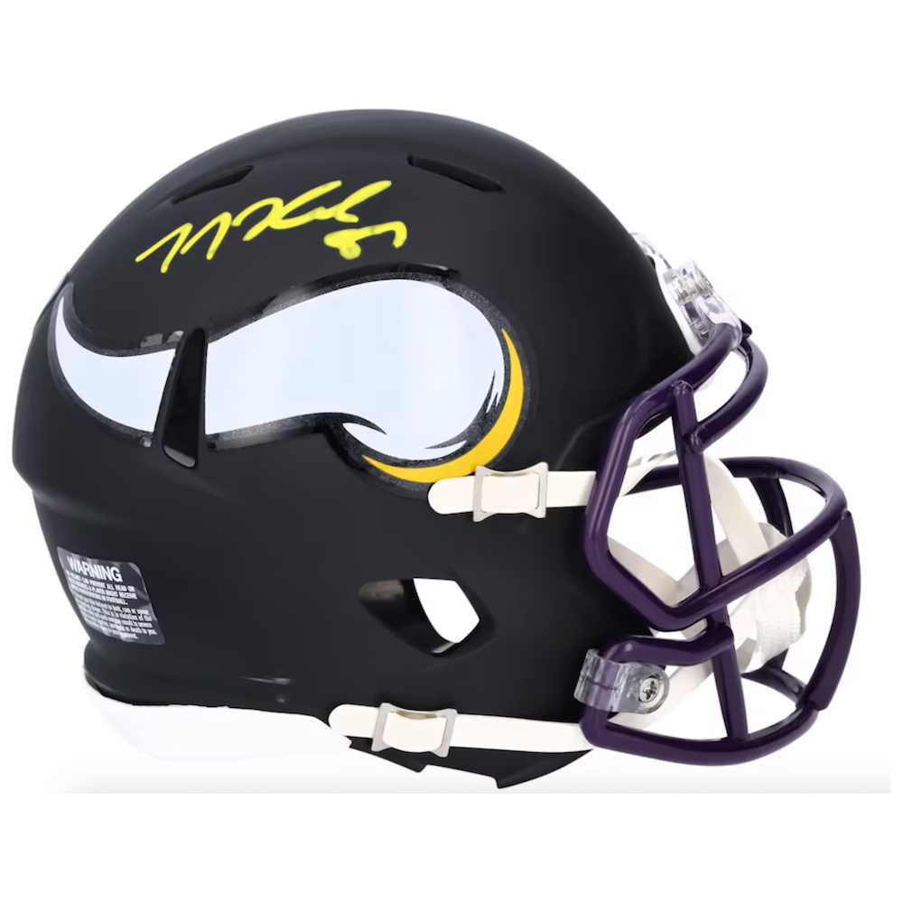 T.J. HOCKENSON Autographed Minnesota Vikings Black Matte Mini Helmet FANATICS
