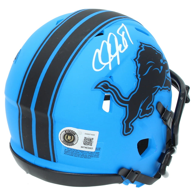 Calvin Johnson Autographed Detroit Lions RAVE Speed Mini Helmet Beckett