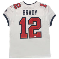 TOM BRADY Autographed "SB LV MVP" White SB Patch Bucs Nike Elite Jersey FANATICS