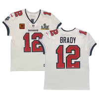 TOM BRADY Autographed "SB LV MVP" White SB Patch Bucs Nike Elite Jersey FANATICS