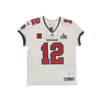 TOM BRADY Autographed Tampa Bay SB LV Patch Nike Elite White Jersey FANATICS