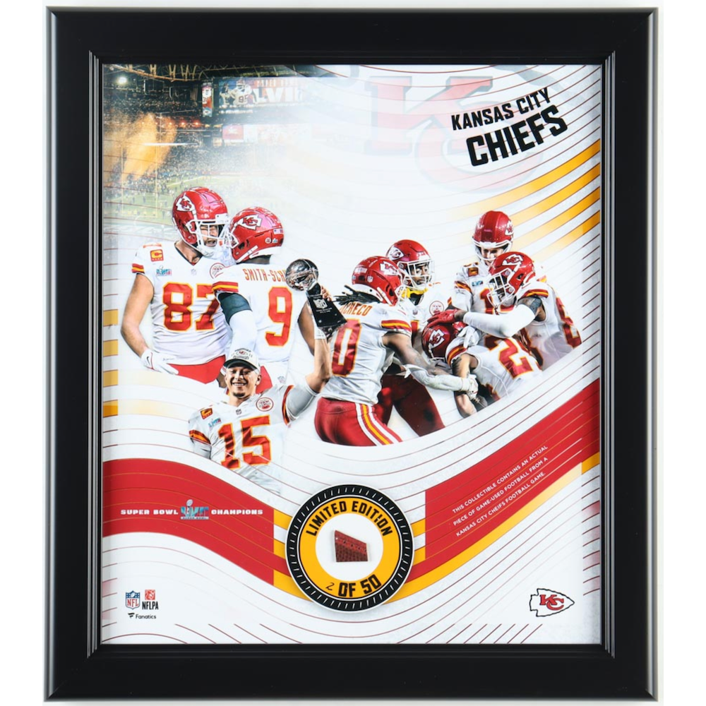 Kansas City Chiefs Framed 15" x 17" SB LVII Game Used Football Collage LE 50