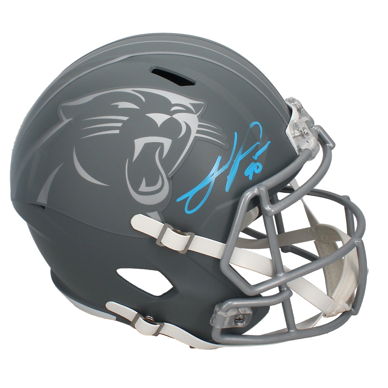 Julius Peppers Autographed Carolina Panthers Slate Full Size Speed Helmet Beckett