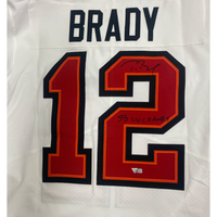 TOM BRADY Autographed "SB LV Champs" White Buccaneers Nike Elite Jersey FANATICS