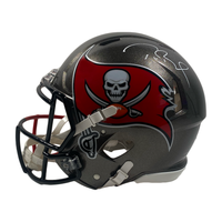 TOM BRADY Autographed Patriots / Buccaneers Split Authentic Helmet FANATICS