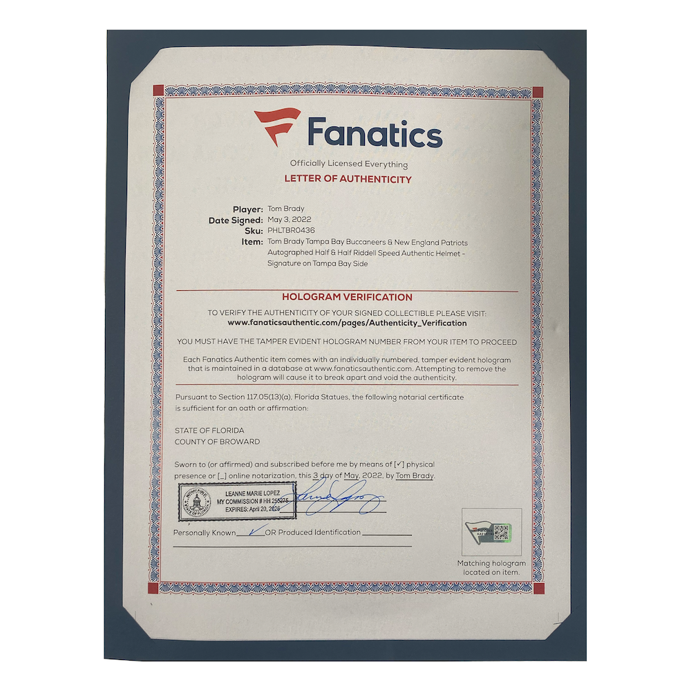 TOM BRADY Autographed Patriots / Buccaneers Split Authentic Helmet FANATICS