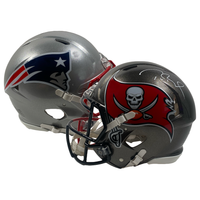 TOM BRADY Autographed Patriots / Buccaneers Split Authentic Helmet FANATICS