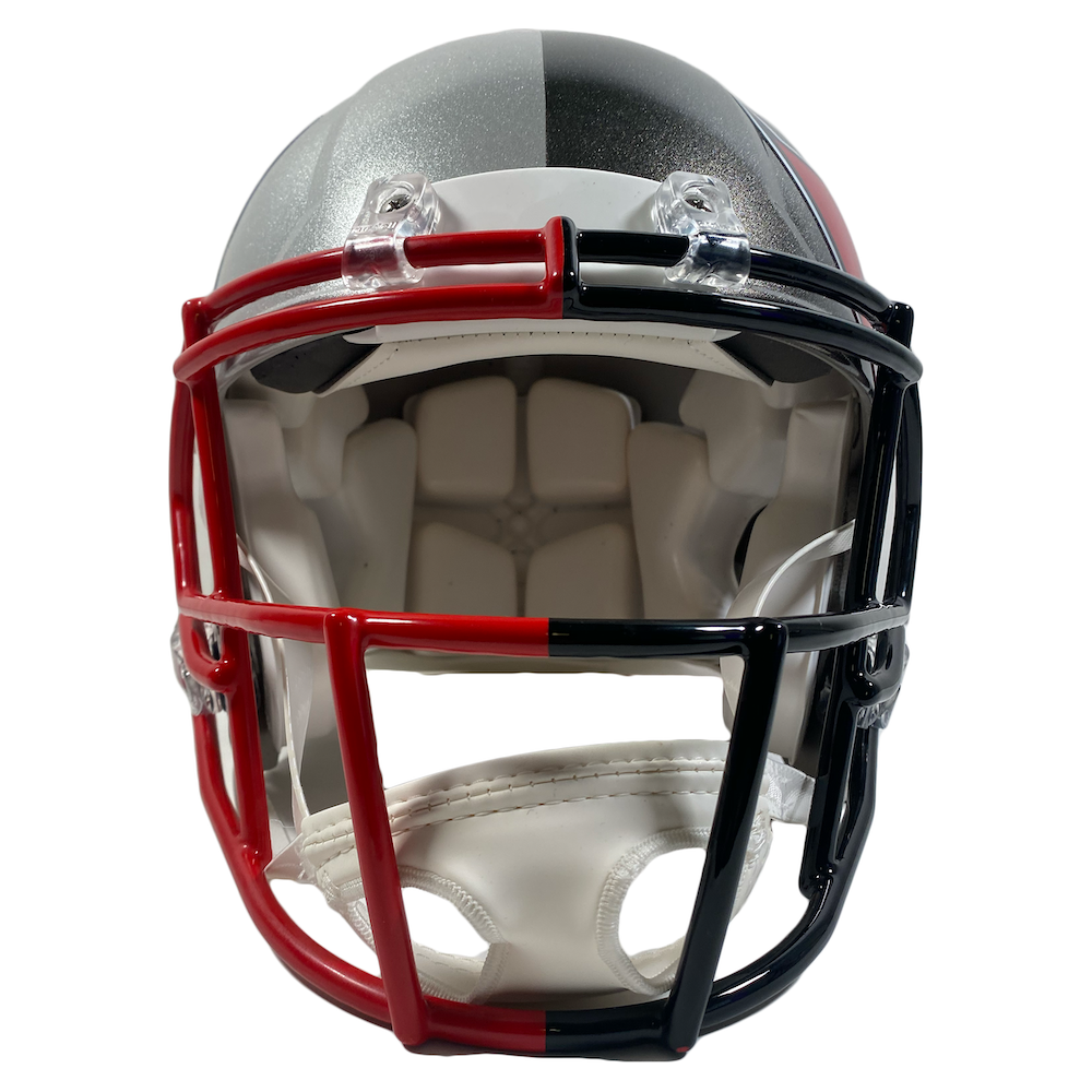 TOM BRADY Autographed Buccaneers / Patriots Split Authentic Helmet FANATICS