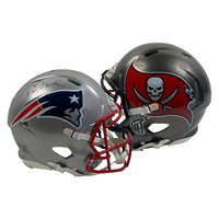 TOM BRADY Autographed Buccaneers / Patriots Split Authentic Helmet FANATICS