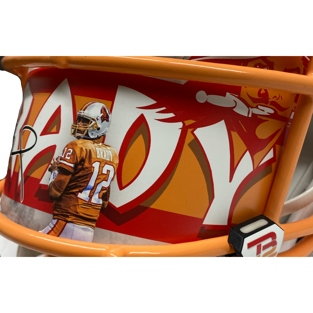 TOM BRADY Autographed Throwback Bucs Custom Visor Authentic Helmet FANATICS