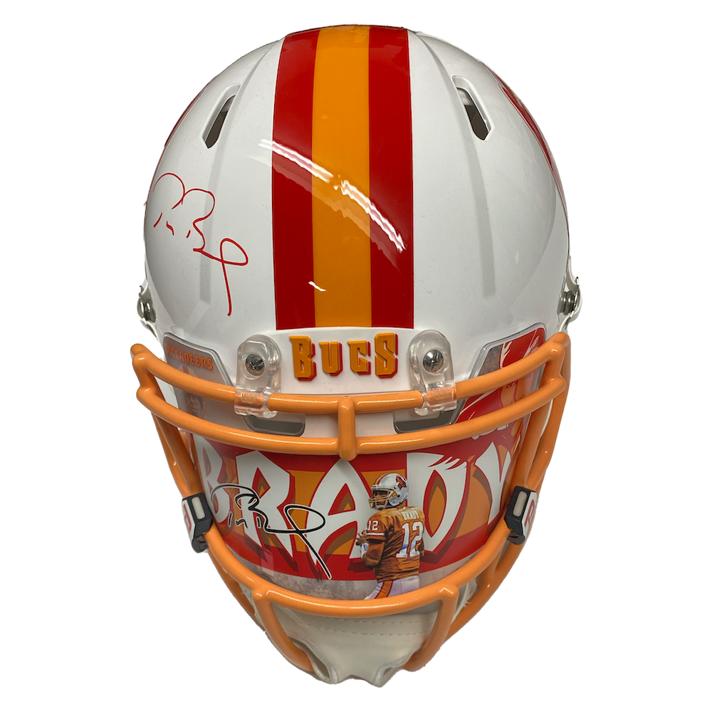 TOM BRADY Autographed Throwback Bucs Custom Visor Authentic Helmet FANATICS