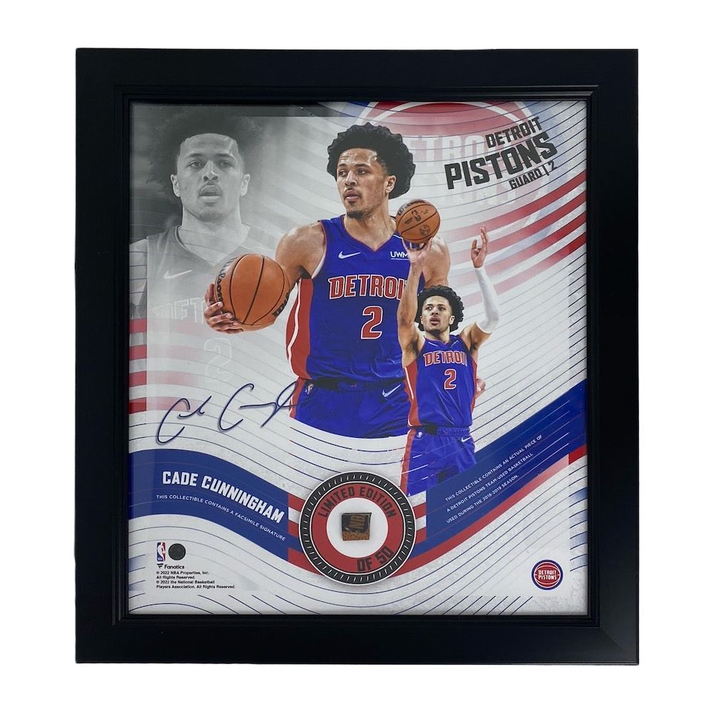 Cade Cunningham Pistons Framed 15" x 17" Game Used Basketball Collage LE 50