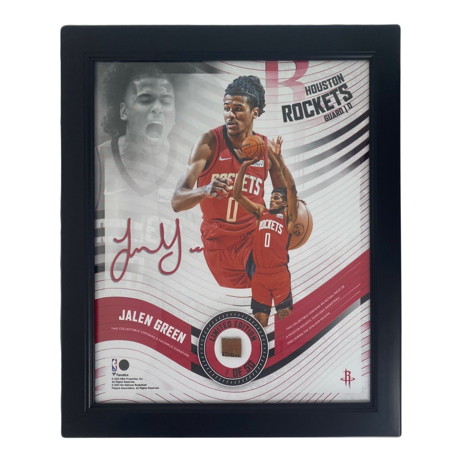 JALEN GREEN Rockets Framed 15" x 17" Game Used Basketball Collage LE 1/50