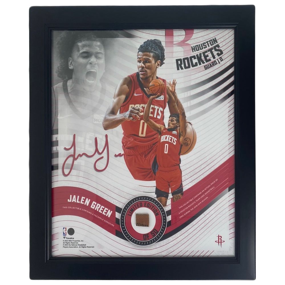 Jalen Green Rockets Framed 15" x 17" Game Used Basketball Collage LE 50