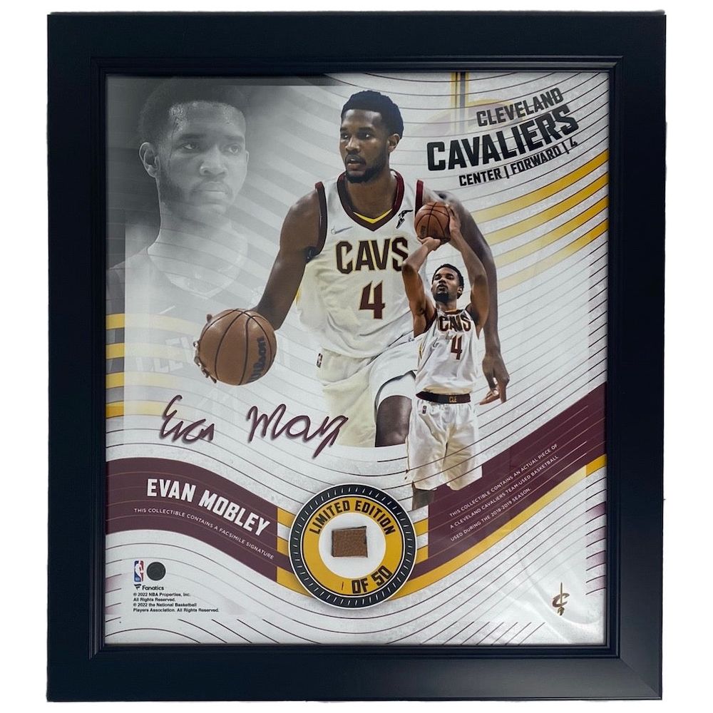 EVAN MOBLEY Cavaliers Framed 15" x 17" Game Used Basketball Collage LE 1/50