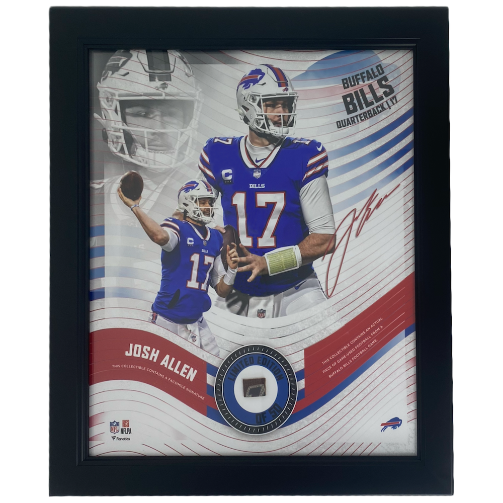 JOSH ALLEN Buffalo Bills Framed 15" x 17" Game Used Football Collage LE 50
