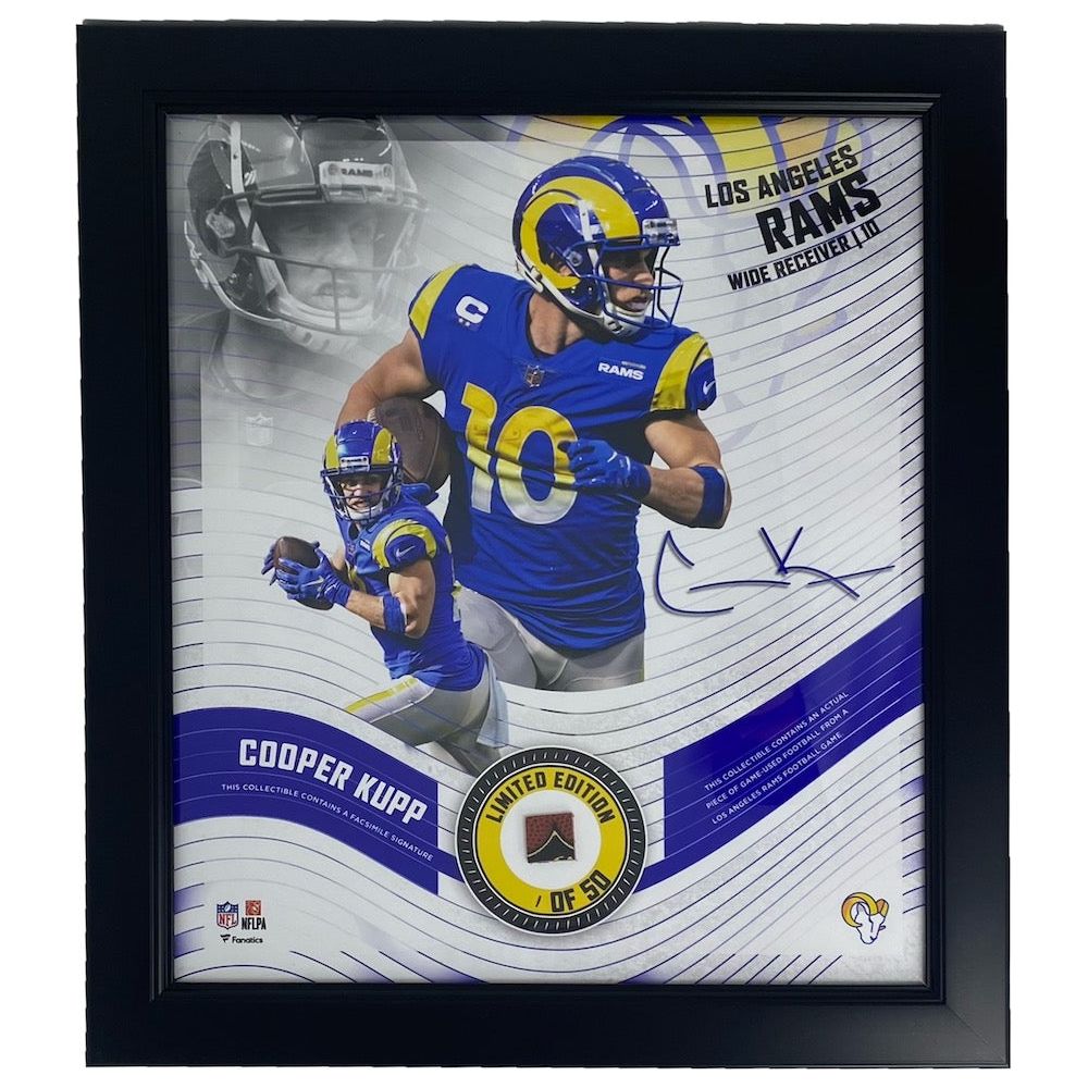 COOPER KUPP Los Angeles Rams Framed 15" x 17" Game Used Football Collage LE 1/50