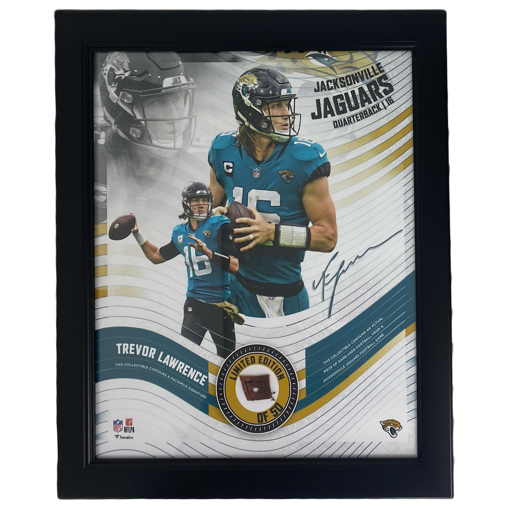TREVOR LAWRENCE Jaguars Framed 15" x 17" Game Used Football Collage LE 50