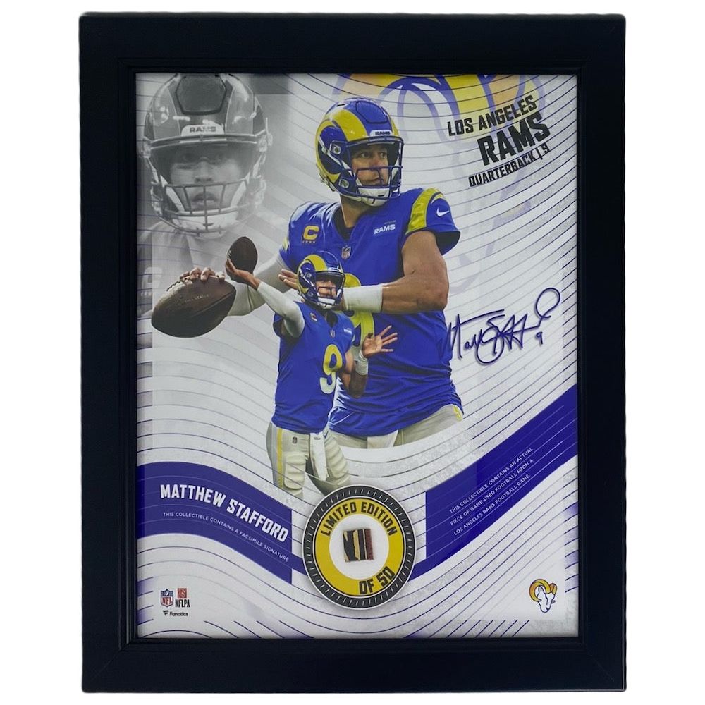 MATTHEW STAFFORD L.A. Rams Framed 15" x 17" Game Used Football Collage LE 50