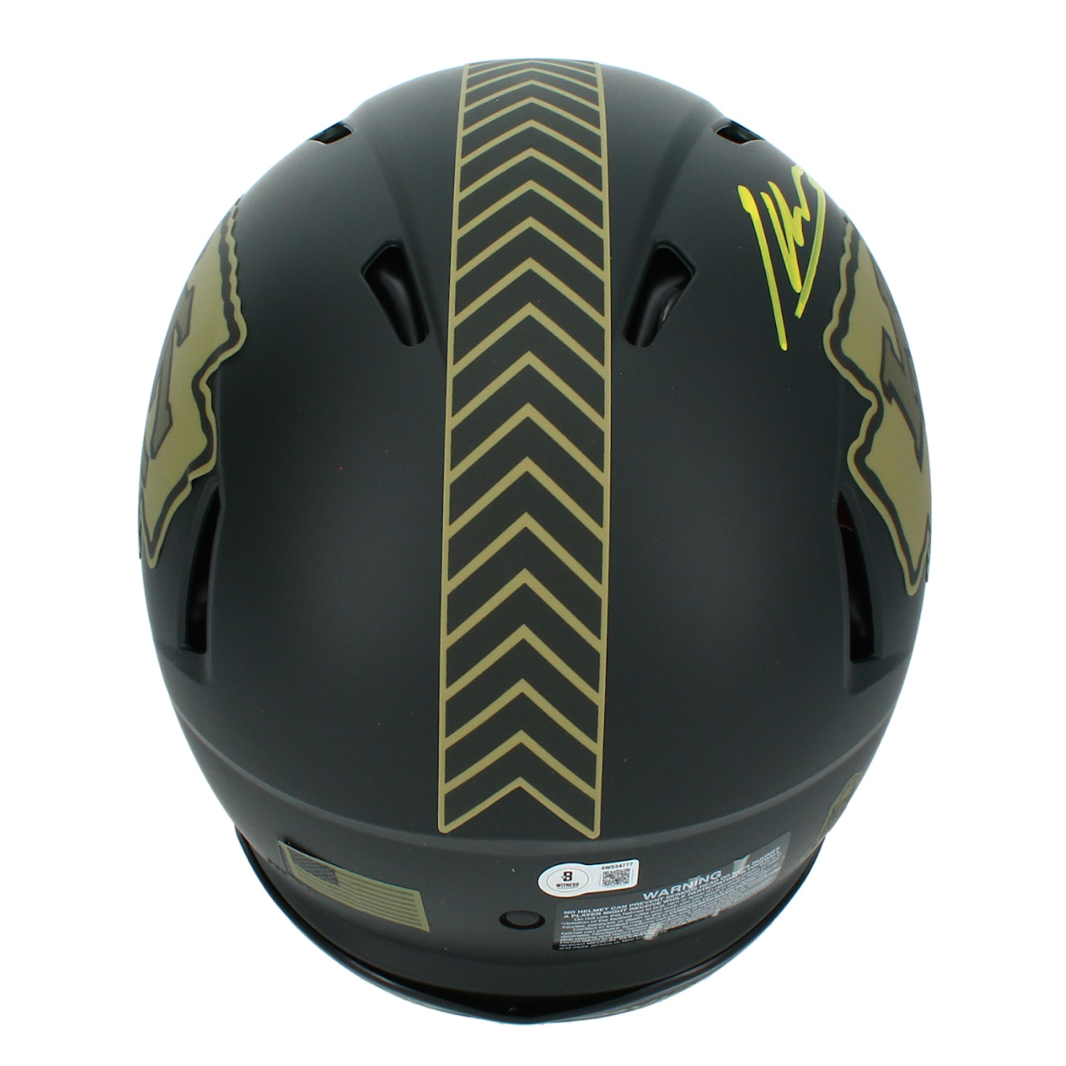Kenneth Walker III Autographed (in Yellow) Kansas City Chiefs 2025 Salute to Service Speed Authentic Helmet Beckett