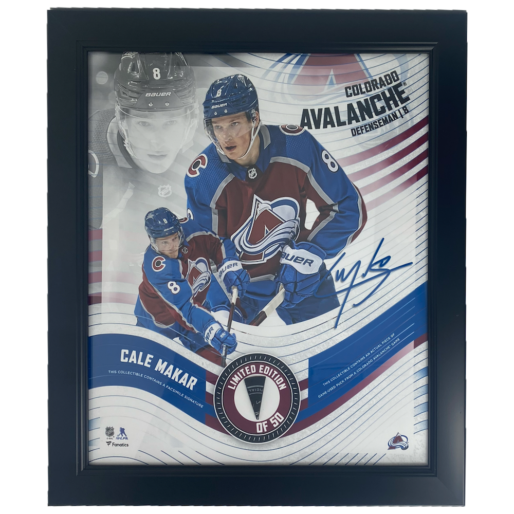 Cale Makar Colorado Avalanche Framed 15" x 17" Game Used Puck Collage LE 50
