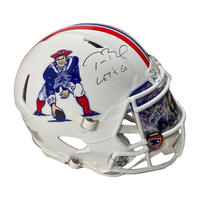 TOM BRADY Autographed "Let's Go" Custom Visor Patriots Helmet FANATICS LE 12