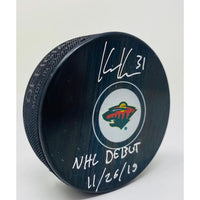 KAAPO KAHKONEN Autographed Minnesota Wild "NHL Debut 11/26/19" Official Puck FANATICS