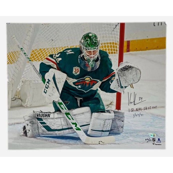 KAAPO KAHKONEN Autographed "1st NHL Shut Out" 16" x 20" Photograph FANATICS LE