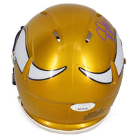 Justin Jefferson Autographed Minnesota Vikings Flash Mini Speed Helmet JSA