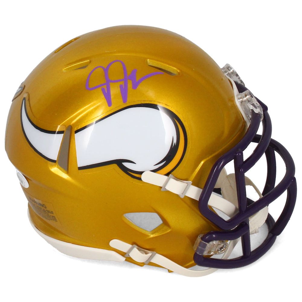 Justin Jefferson Autographed Minnesota Vikings Flash Mini Speed Helmet JSA