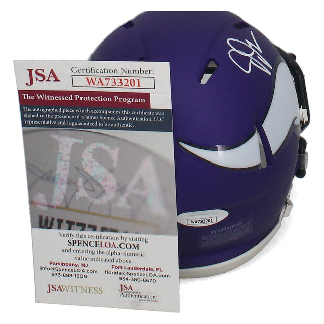 Justin Jefferson Autographed Minnesota Vikings Mini Speed Helmet JSA