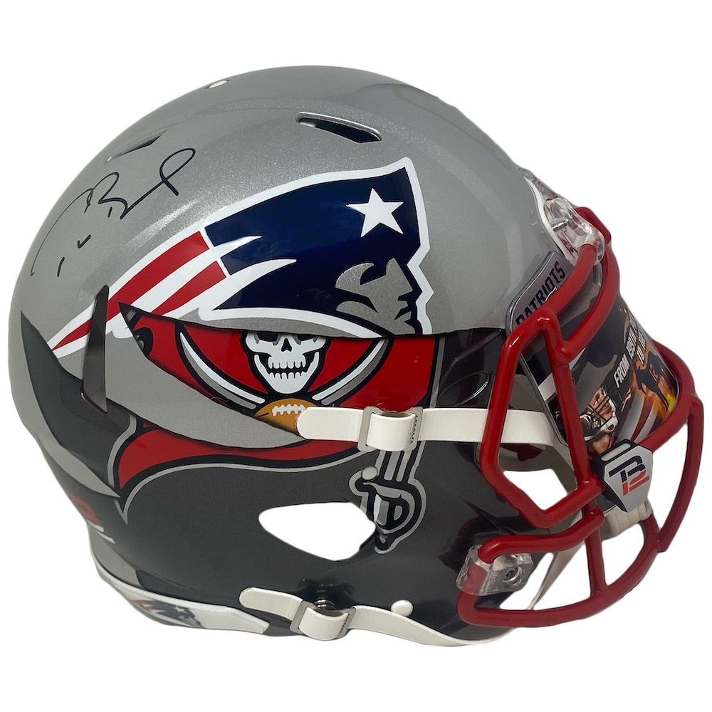 TOM BRADY Autographed Patriots / Bucs Mashup Authentic Helmet FANATICS LE 12