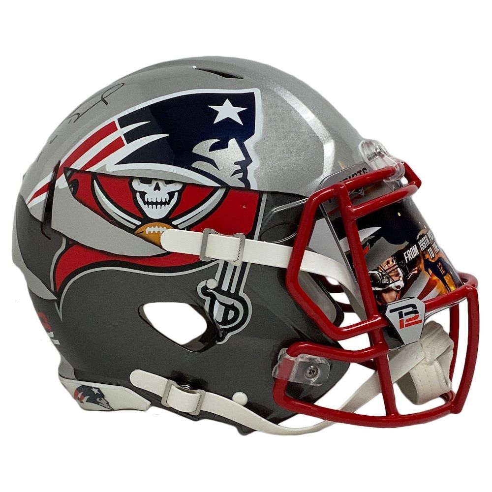 TOM BRADY Autographed Patriots / Bucs Mashup Authentic Helmet FANATICS LE 12