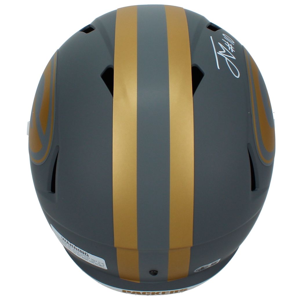 Jordan Love Autographed Green Bay Packers Slate Speed Full Size Helmet Beckett