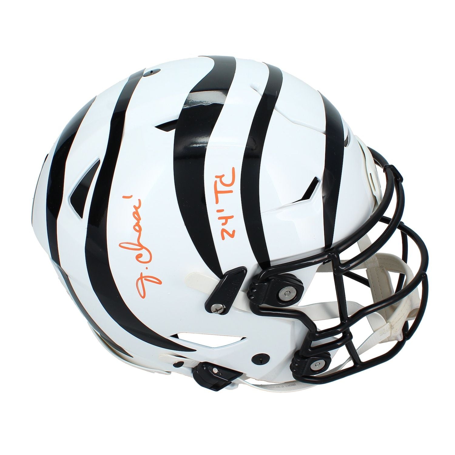 Ja'Marr Chase Autographed/Inscribed "24 TC" (Triple Crown) Cincinnati Bengals White 2022 Alternate SpeedFlex Authentic Helmet Beckett