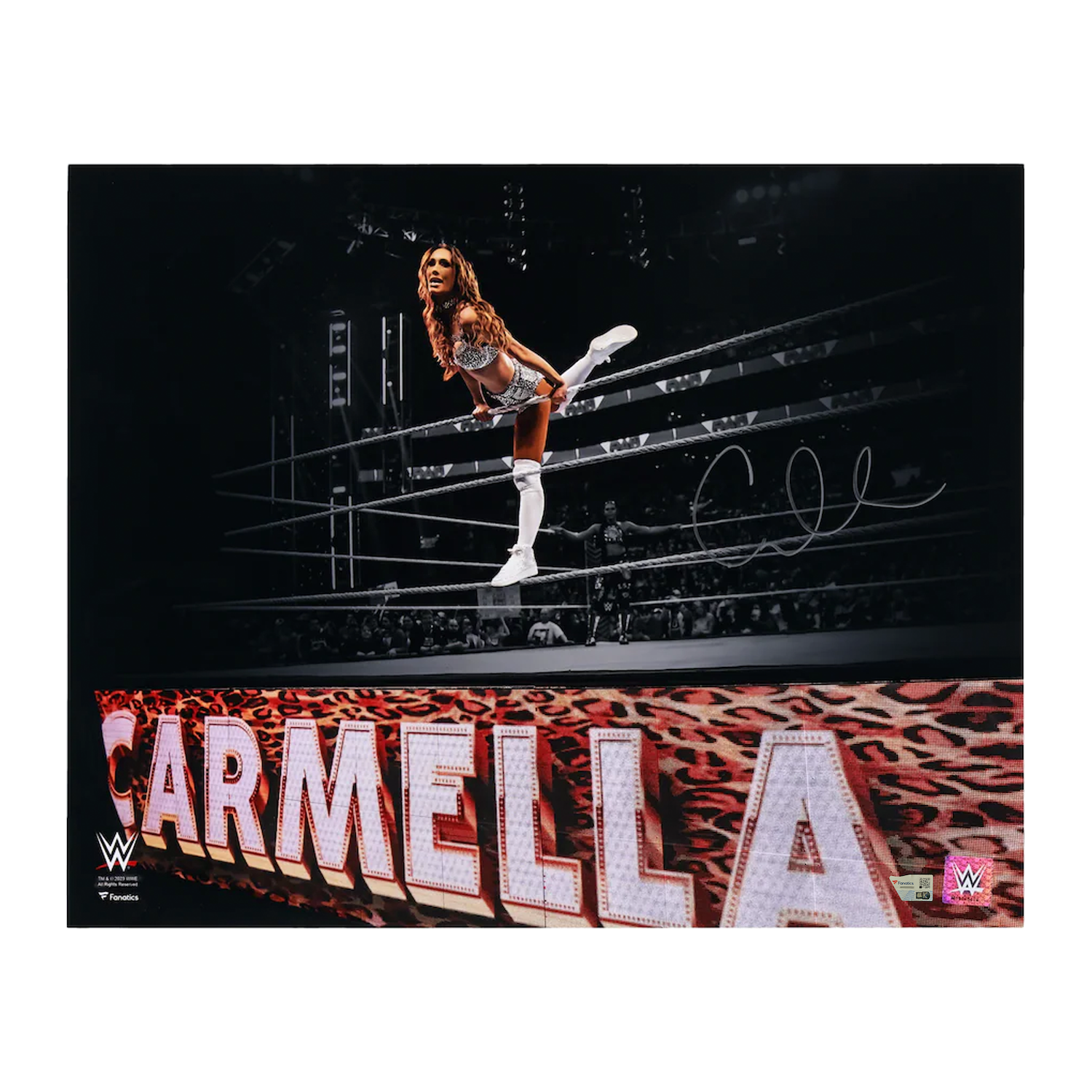 Carmella Autographed WWE Ring Entrance On Ropes 16" x 20" Photograph Fanatics