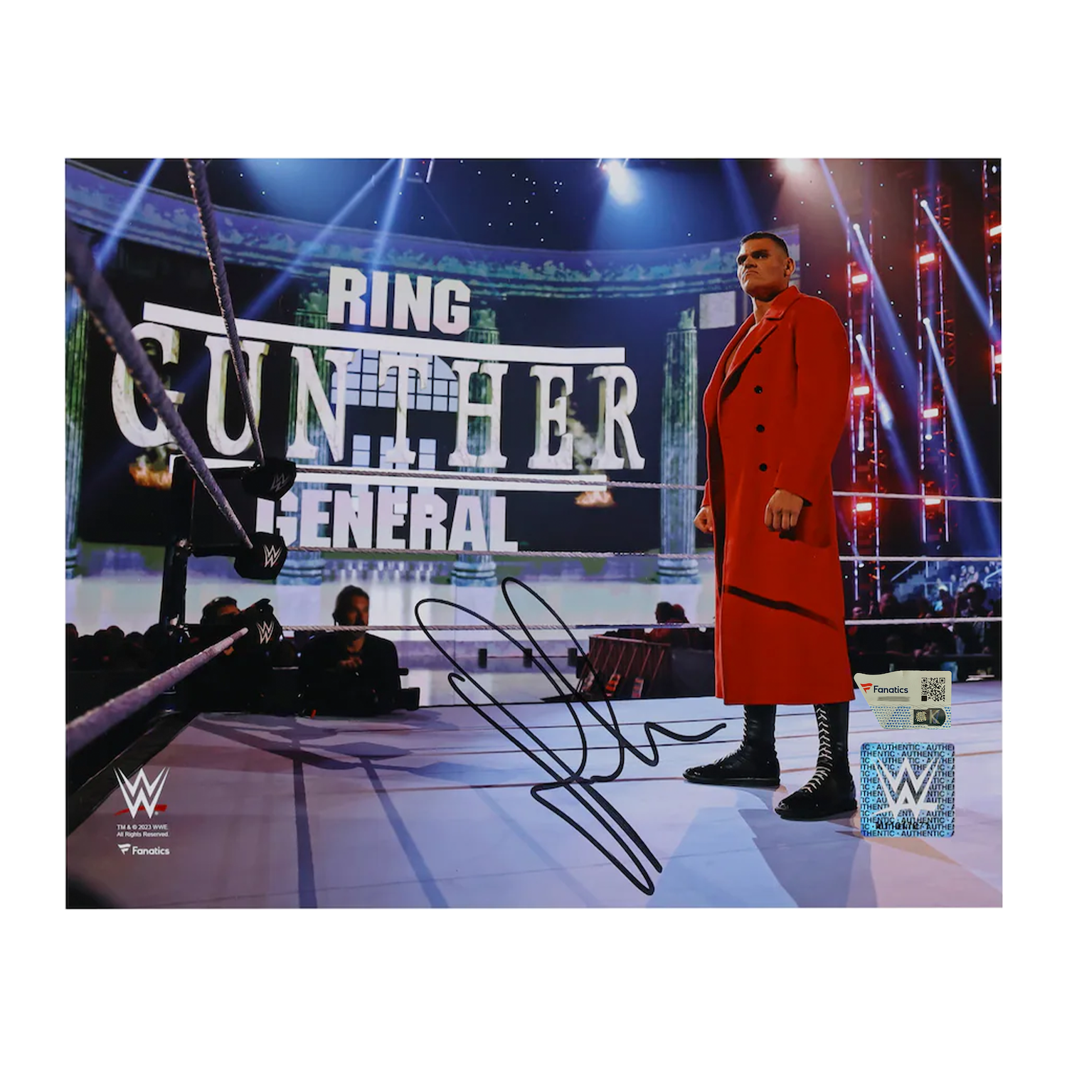 Gunther Autographed WWE "Red Jacket / In Ring" 8" x 10" Photo Fanatics