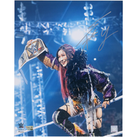 Iyo Sky Autographed WWE Raising Championship Belt 16" x 20" Photograph Fanatics