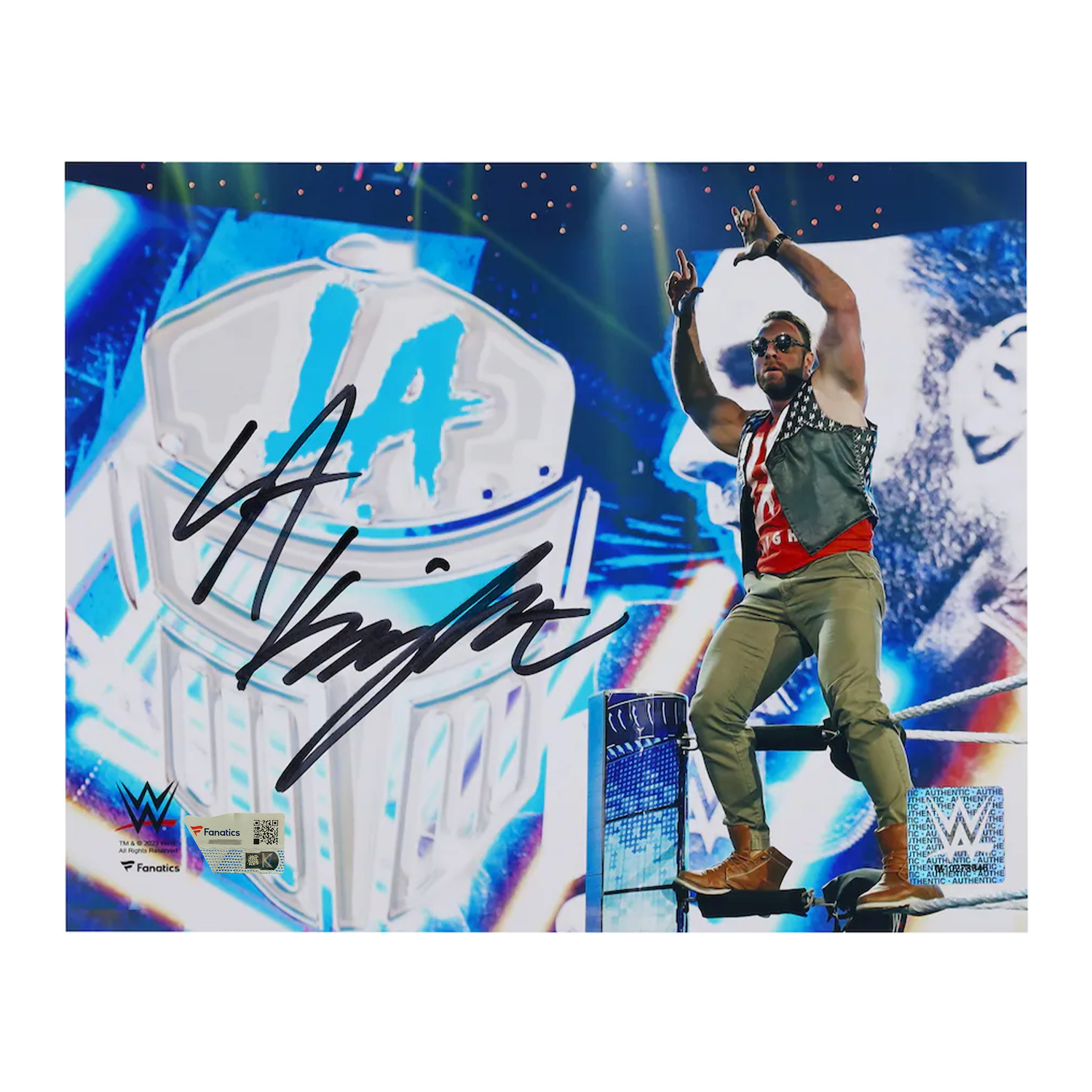 LA Knight Autographed WWE "Stepping On Ropes" 8" x 10" Photograph Fanatics