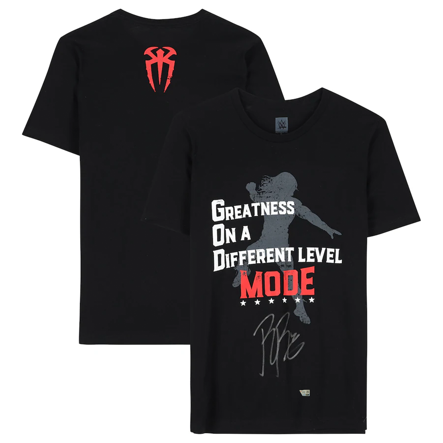 Roman Reigns Autographed WWE G.O.D. Mode Black T-Shirt Fanatics