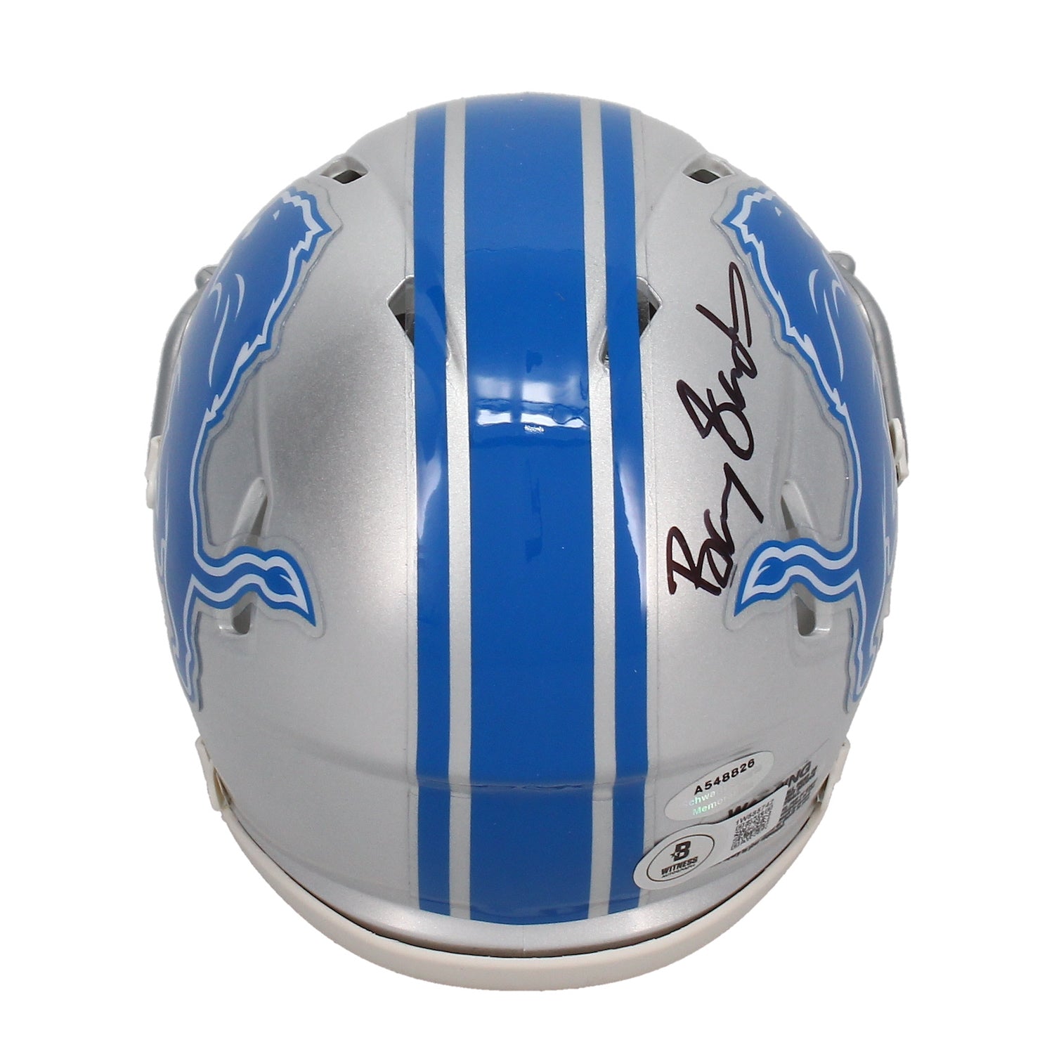 Barry Sanders Autographed Detroit Lions Speed Mini Helmet w/ Visor Beckett