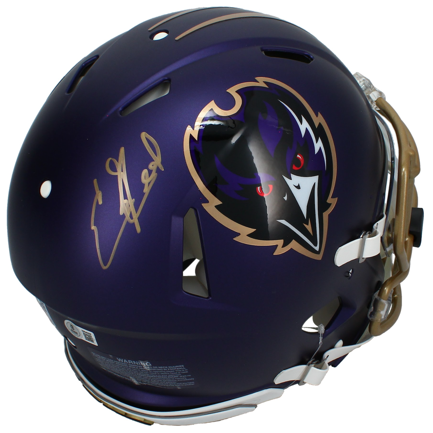 Ed Reed Autographed Baltimore Ravens 2024 Alternate Authentic Helmet w/ Visor Beckett