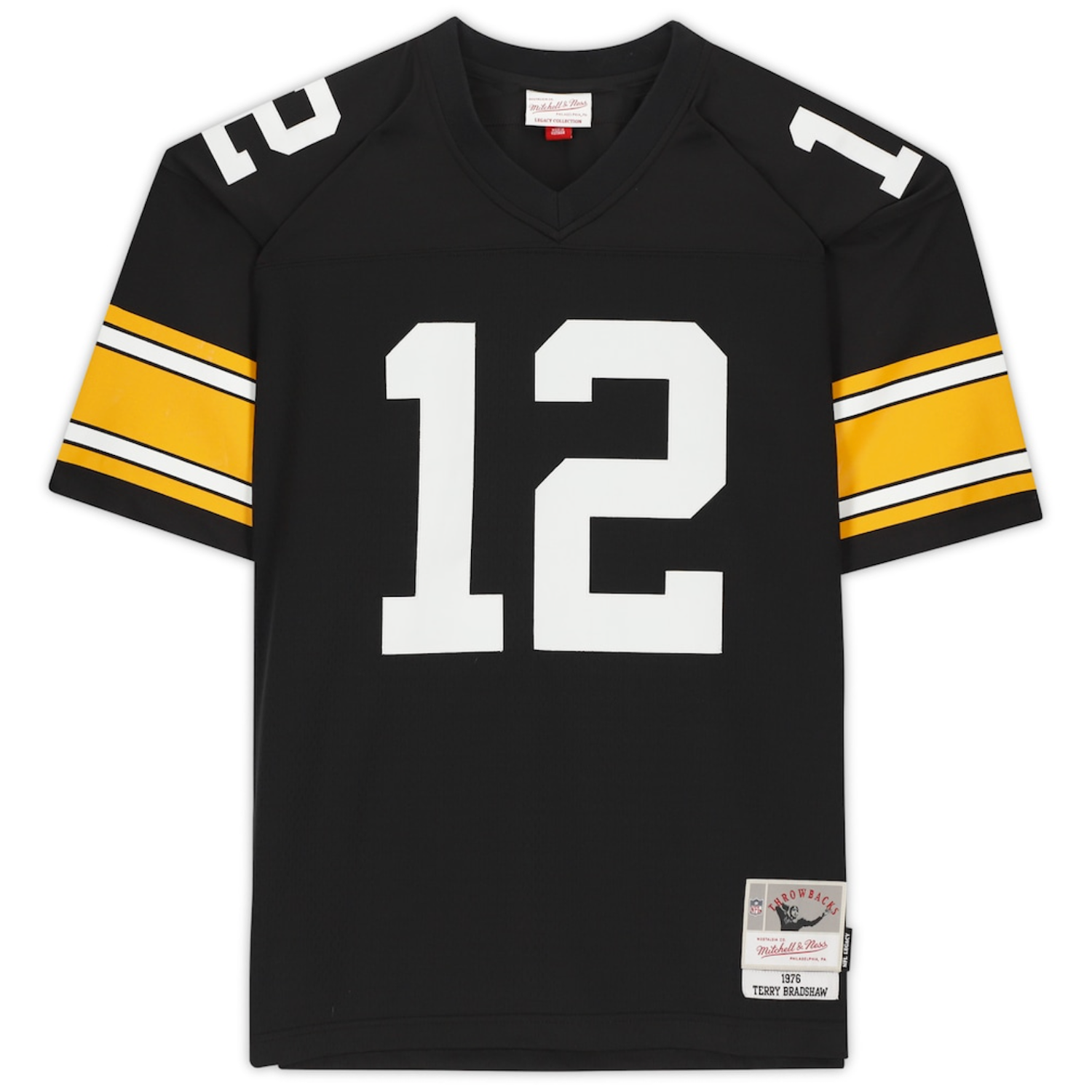 Terry Bradshaw Autographed and Inscribed "HOF 89" Pittsburgh Steelers Black Mitchell &amp; Ness Throwback Jersey Fanatics