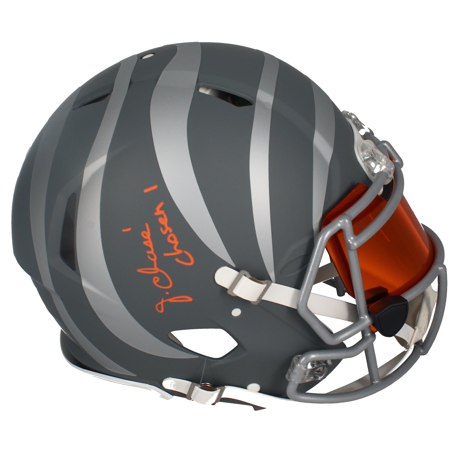 Ja'Marr Chase Autographed Cincinnati Bengals "Chosen 1" Slate Authentic Helmet w/ Visor Beckett