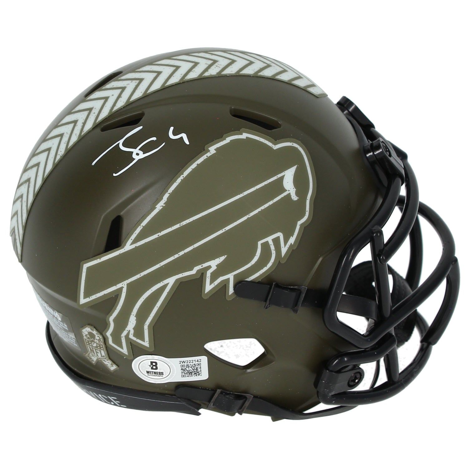 James Cook Autographed Buffalo Bills 2022 Salute to Service Speed Mini Helmet Beckett