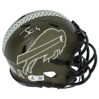 James Cook Autographed Buffalo Bills 2022 Salute to Service Speed Mini Helmet Beckett