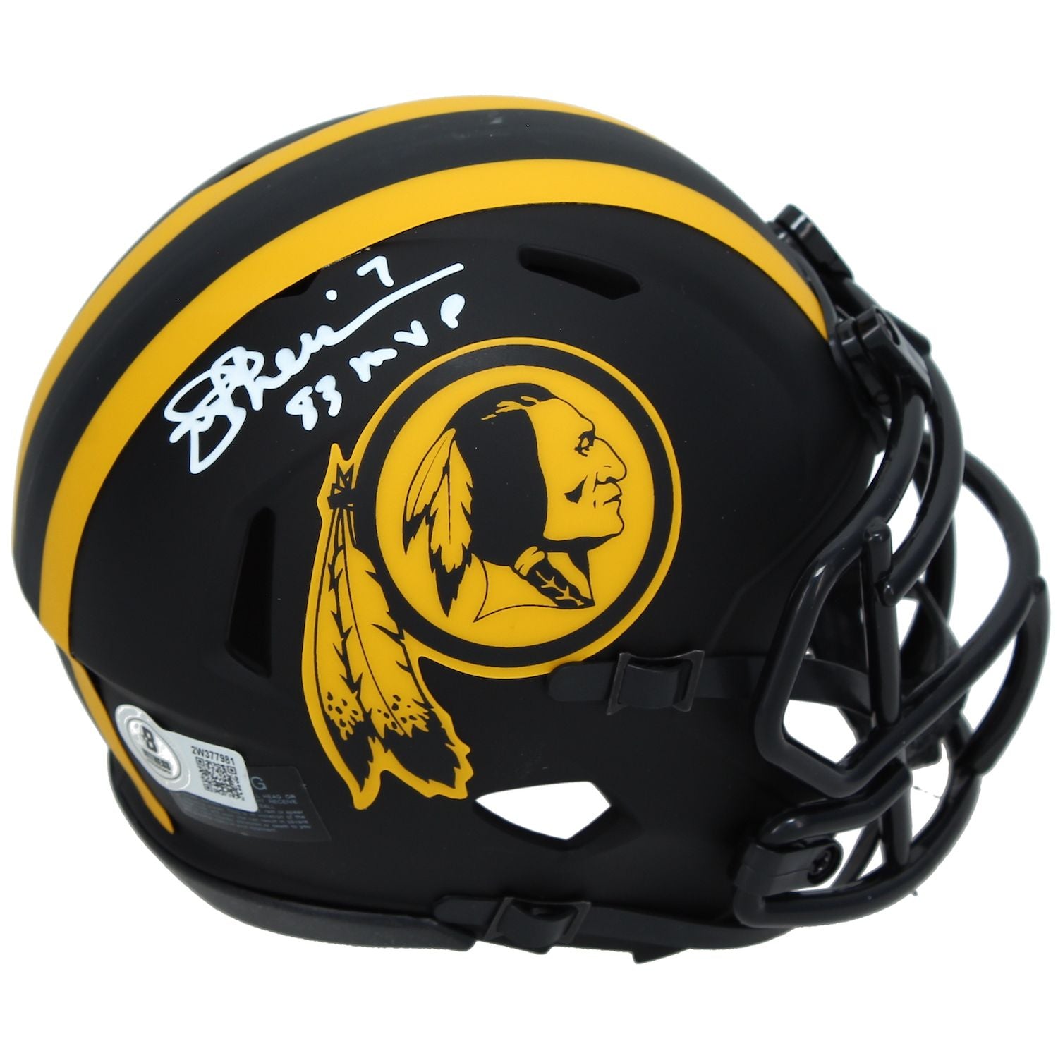 Joe Theismann Autographed/Inscribed "83 NFL MVP" Washington Redskins Eclipse Speed Mini Helmet Beckett