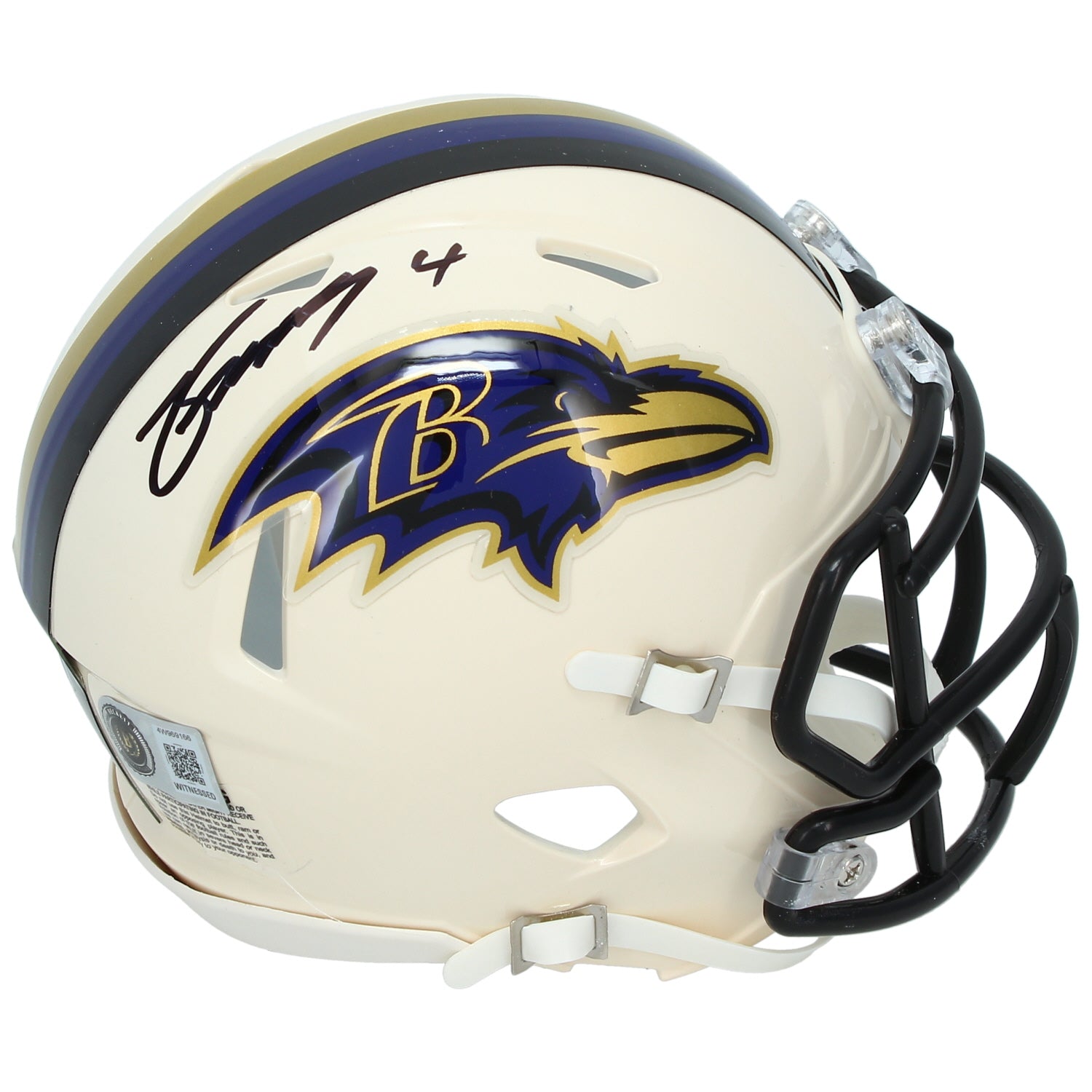 Zay Flowers Autographed Baltimore Ravens RETRO Mini Helmet Beckett