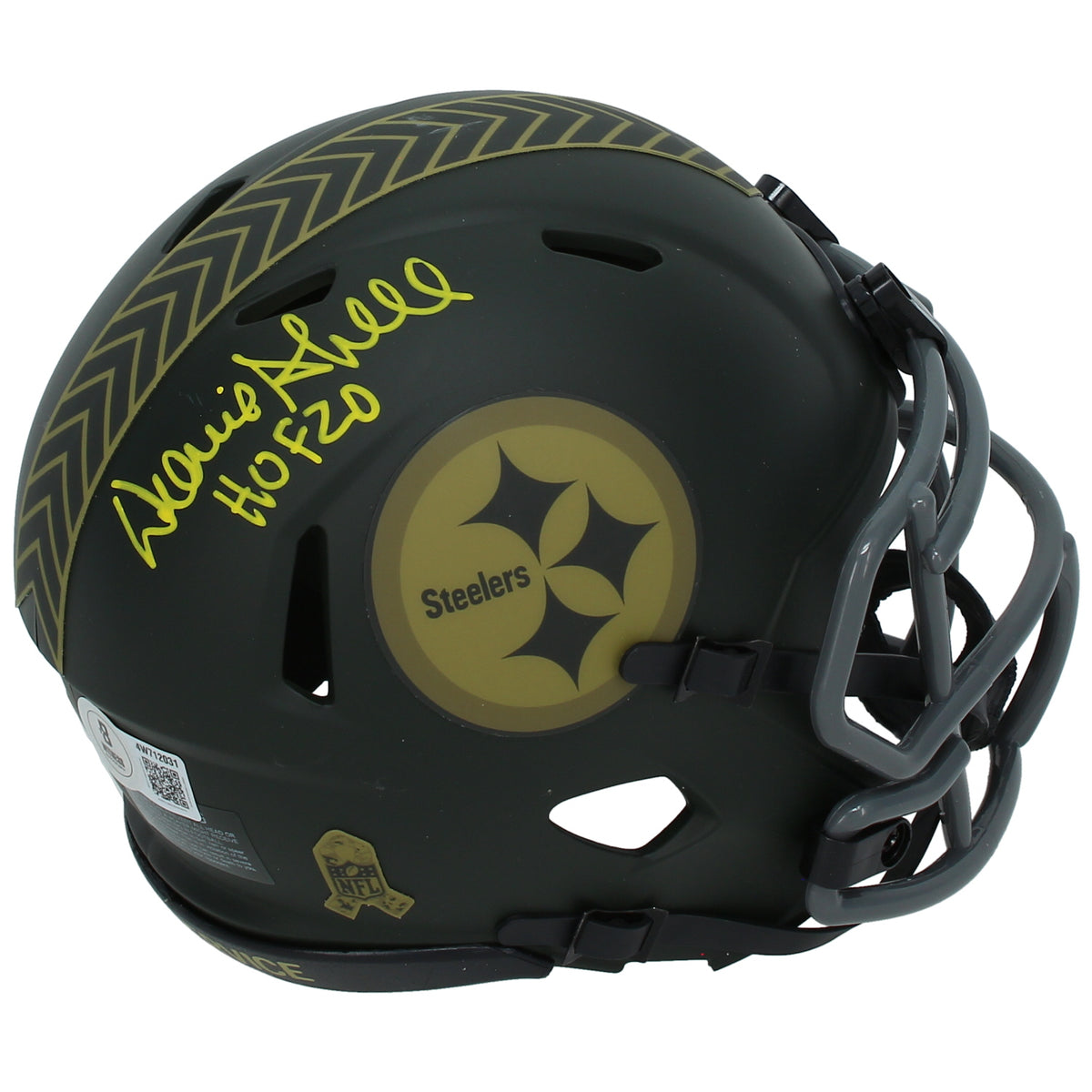 Donnie Shell Autographed/Inscribed "HOF 20" Pittsubrgh Steelers 2025 Salute to Service Speed Mini Helmet Beckett